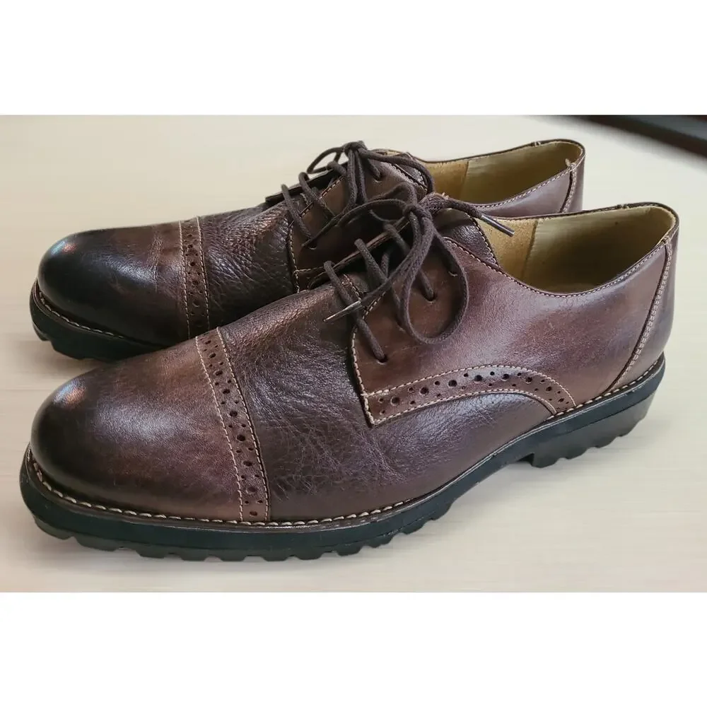 Sandro Moscoloni Oxford Brown Leather Comfort Cap Toe Men’s Shoes 9 B Laced